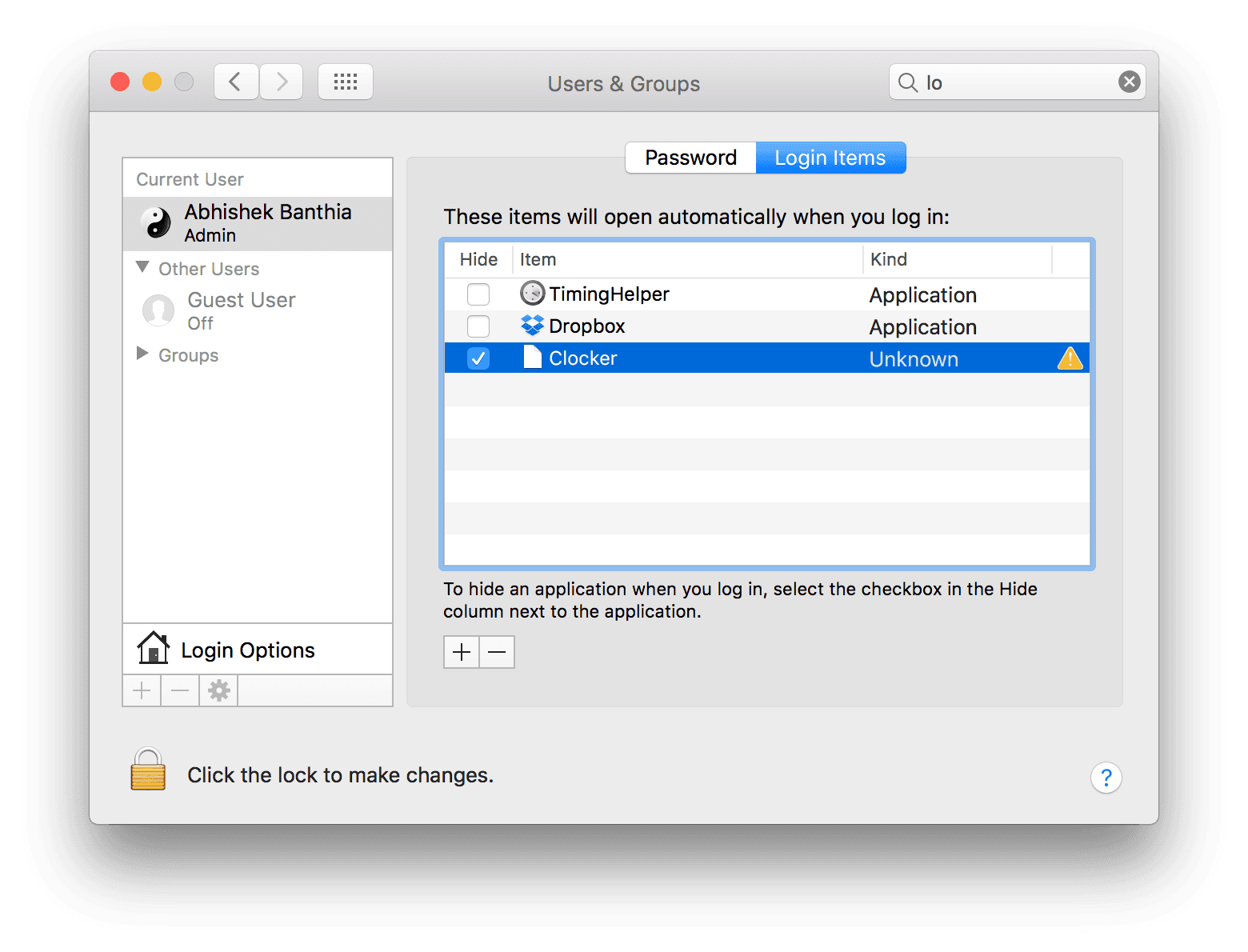 Clocker - How to start app at login?